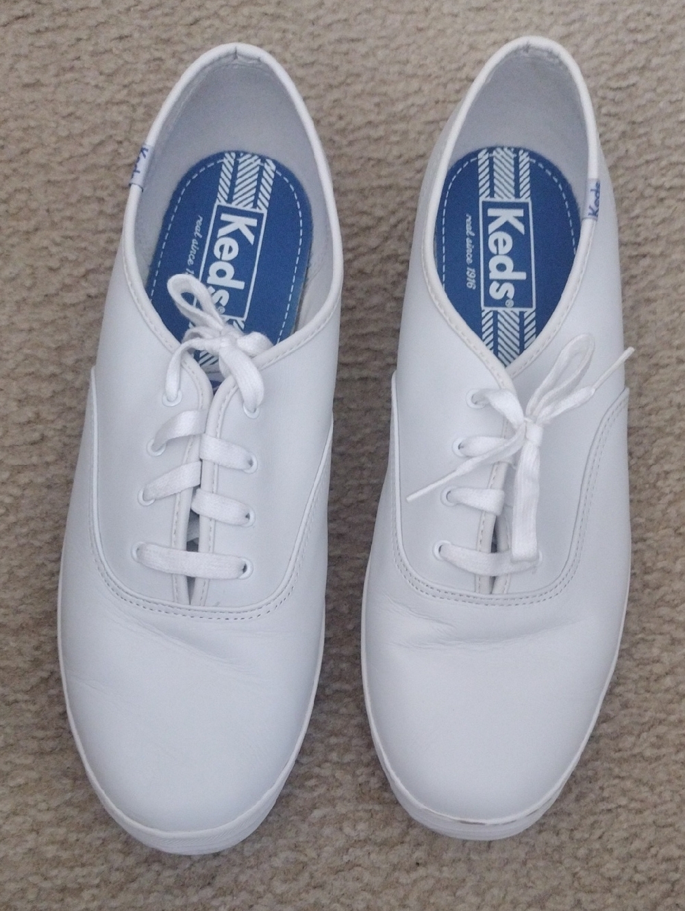 Keds White Leather-Style Lace-Up Sneakers 13w